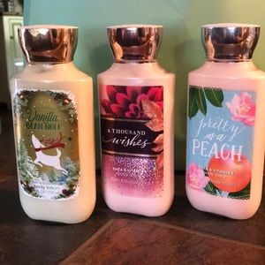 Three Bath and a body works body lotion